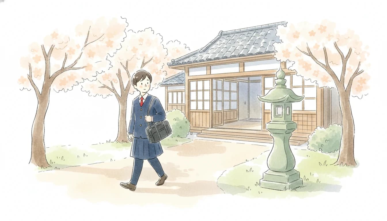 塾に通って勉強を始める決意の中学生のイラスト