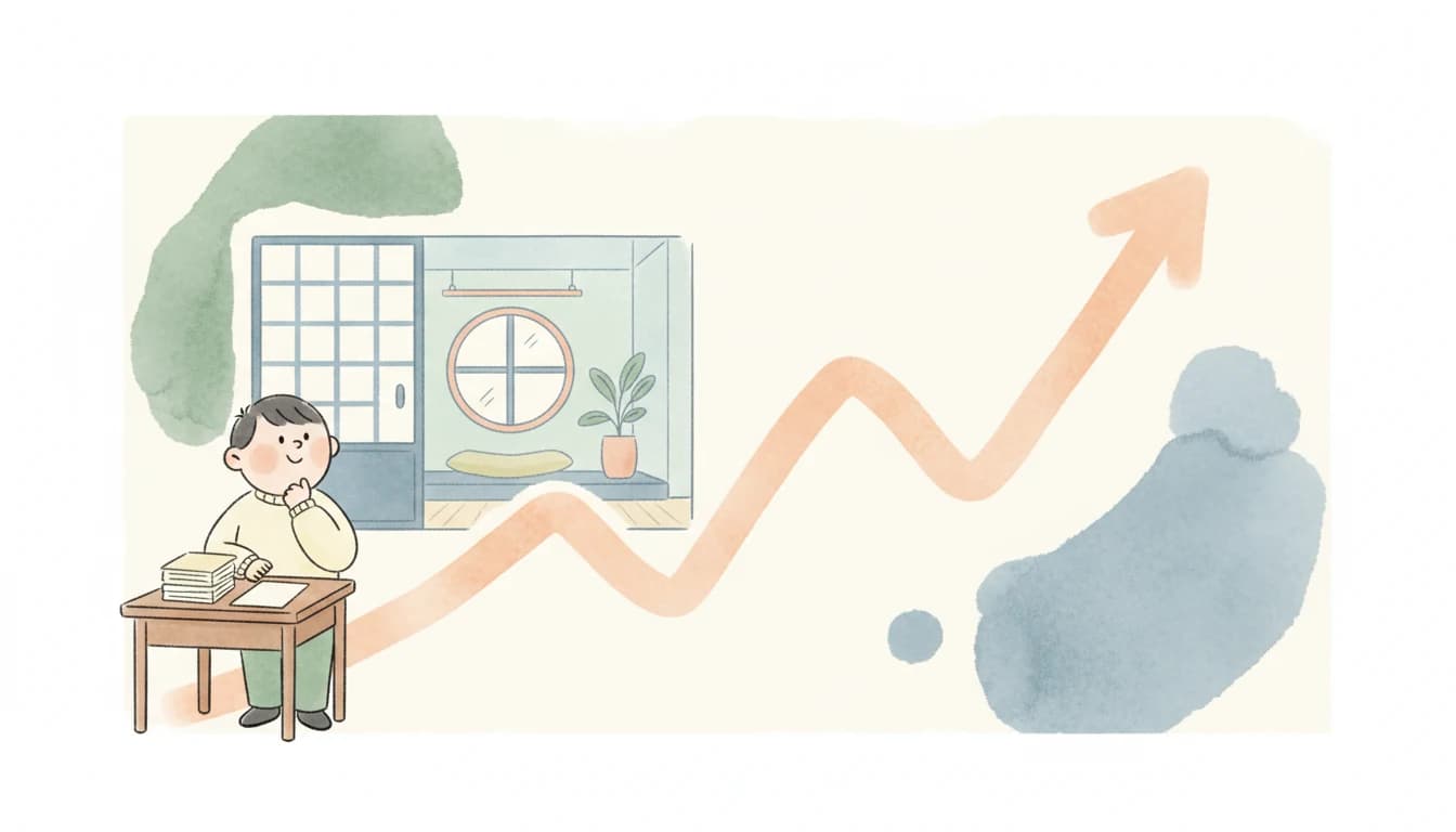 じわじわと得点が伸びていく様子のイラスト