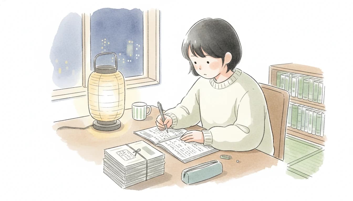 受験直前の追い込み勉強をする中学生のイラスト