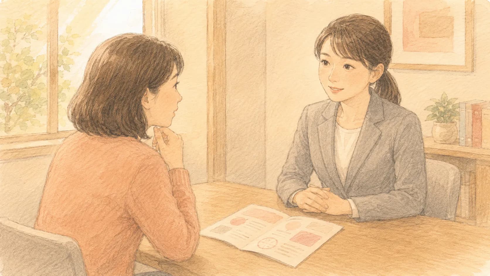 塾の対応内容を保護者が具体的に質問する場面のイラスト