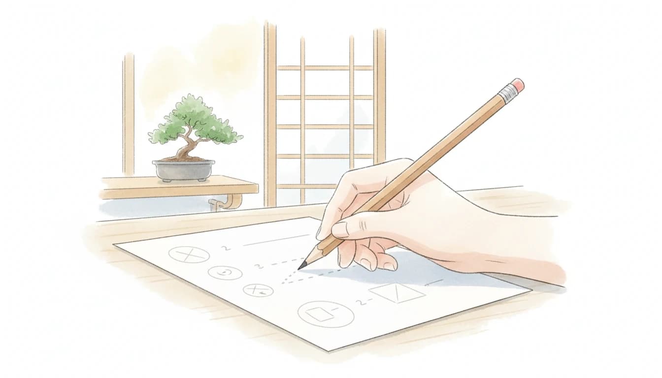 解く問題を選ぶ受験生の手元イラスト