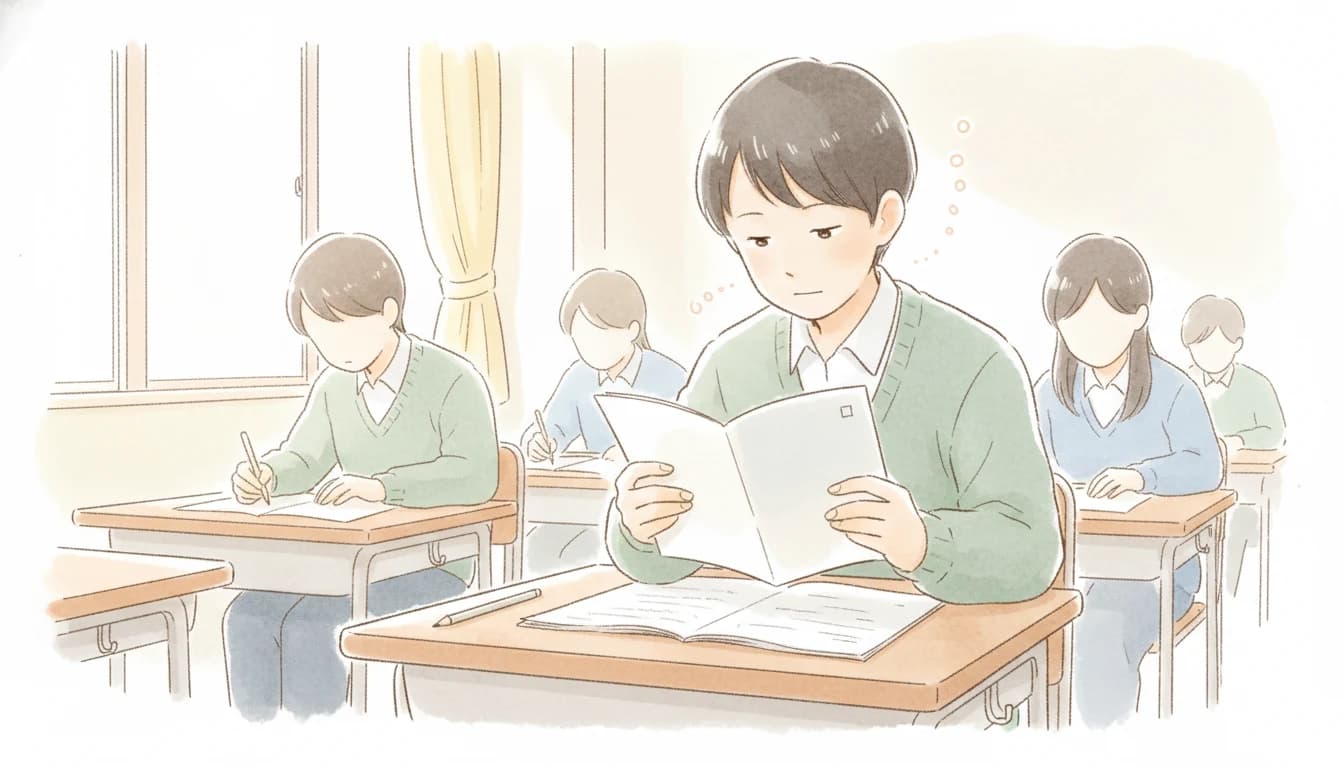 入試本番で得点力を発揮する受験生のイラスト