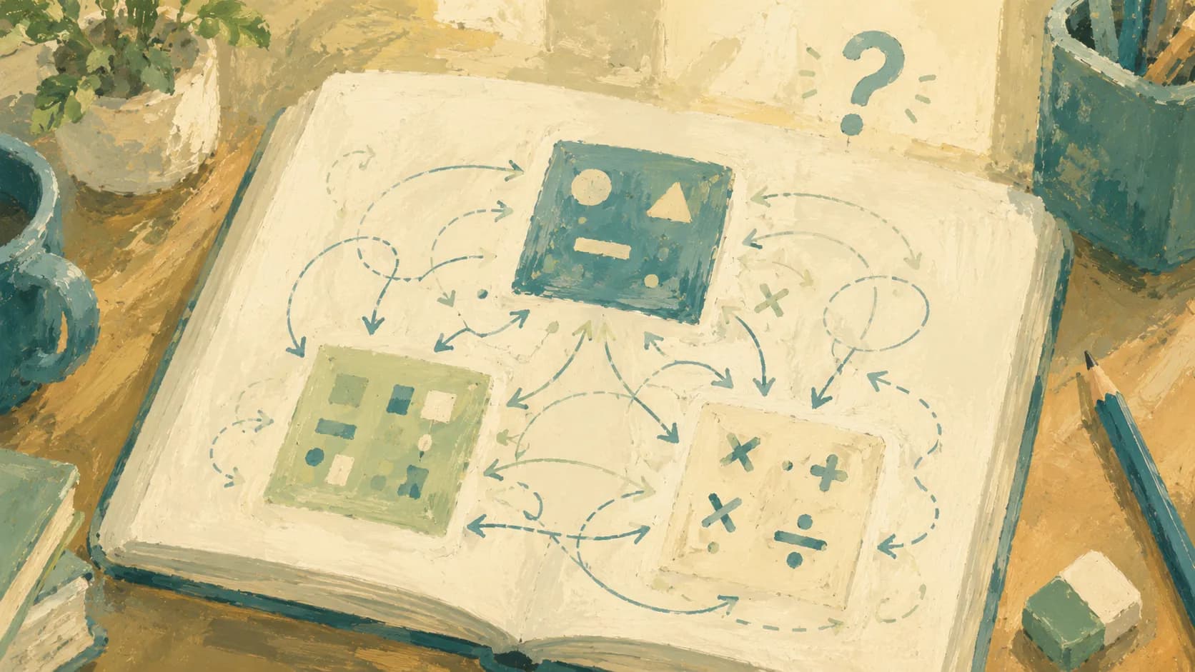 数字の雰囲気で式を当てはめる学習スタイルのイラスト