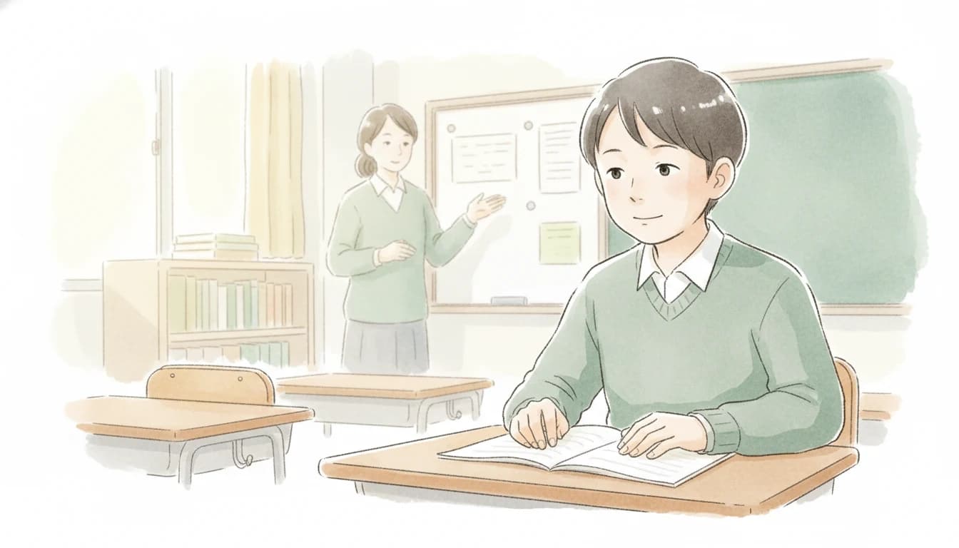 授業を聞いて理解する中学生のイラスト