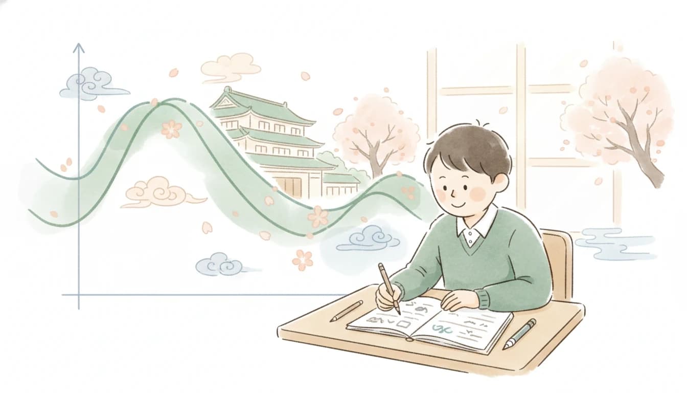 復習のタイミングと記憶の関係を表すイラスト