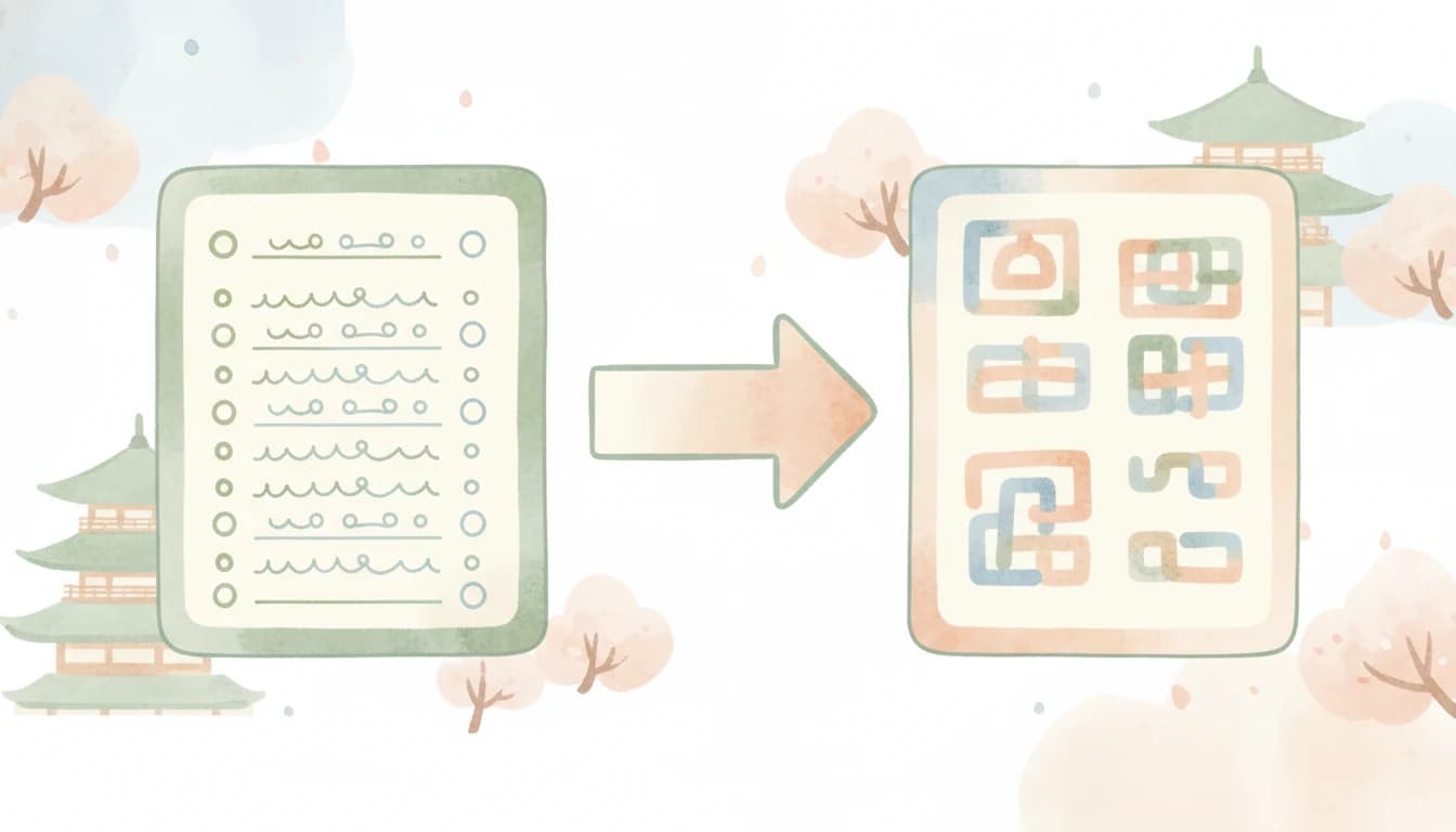 定期テスト型から模試型の勉強への切り替えを表すイラスト