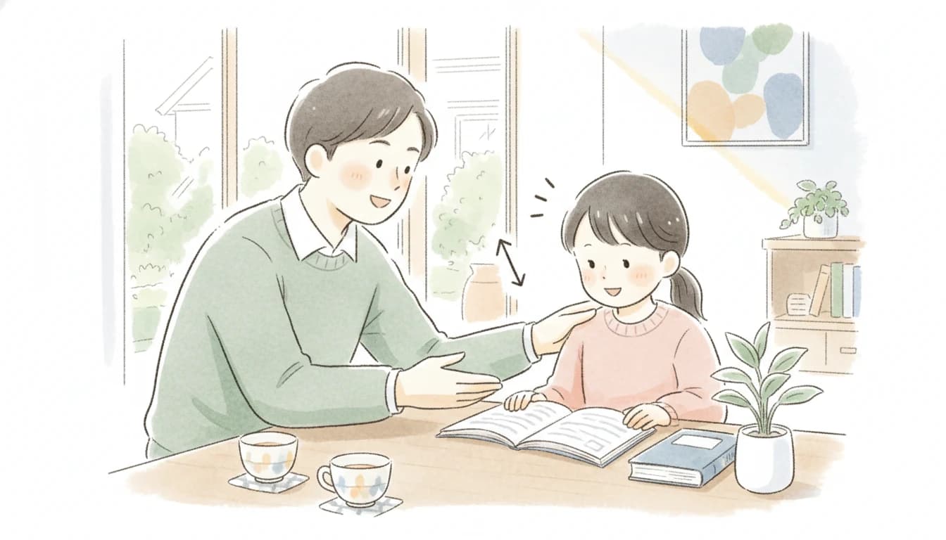 子どもを褒める保護者のイラスト