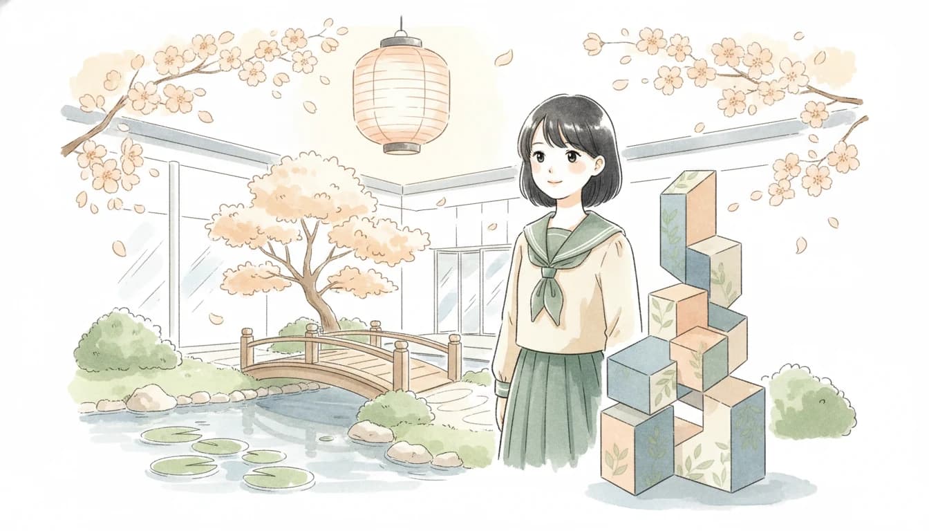 挑戦を続ける成長マインドセットの中学生のイラスト