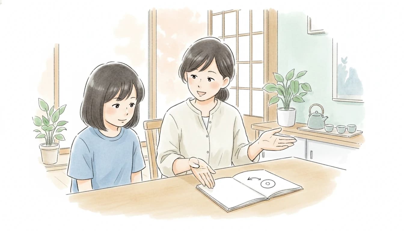 努力の過程を褒める保護者と子どものイラスト
