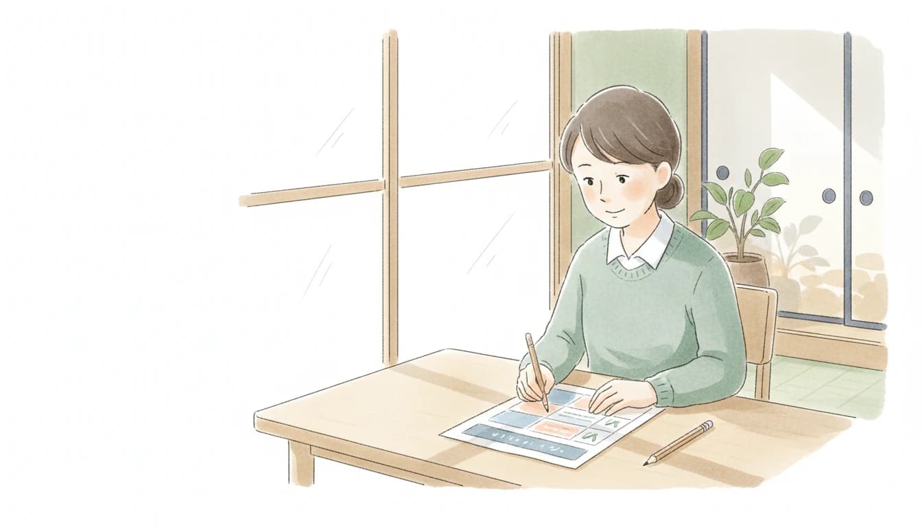 明朗な料金体系を確認する保護者のイラスト