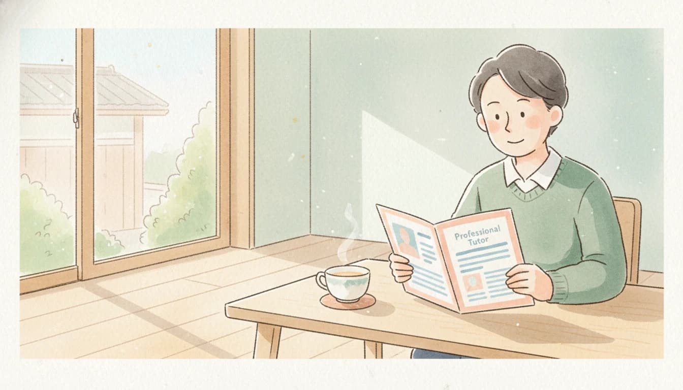 「プロ家庭教師」という肩書きについて考える保護者のイラスト