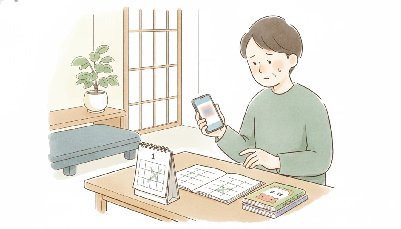 ドタキャンの連絡に困惑する保護者のイラスト