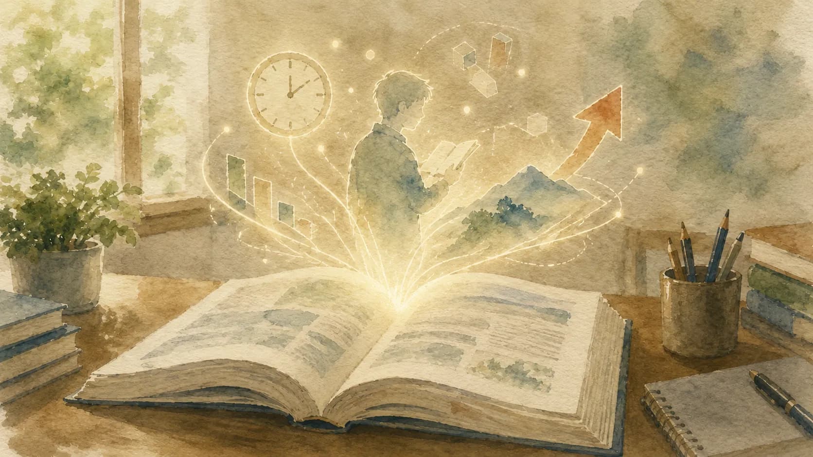 文章を頭の中で正確に再構成して読む様子のイラスト