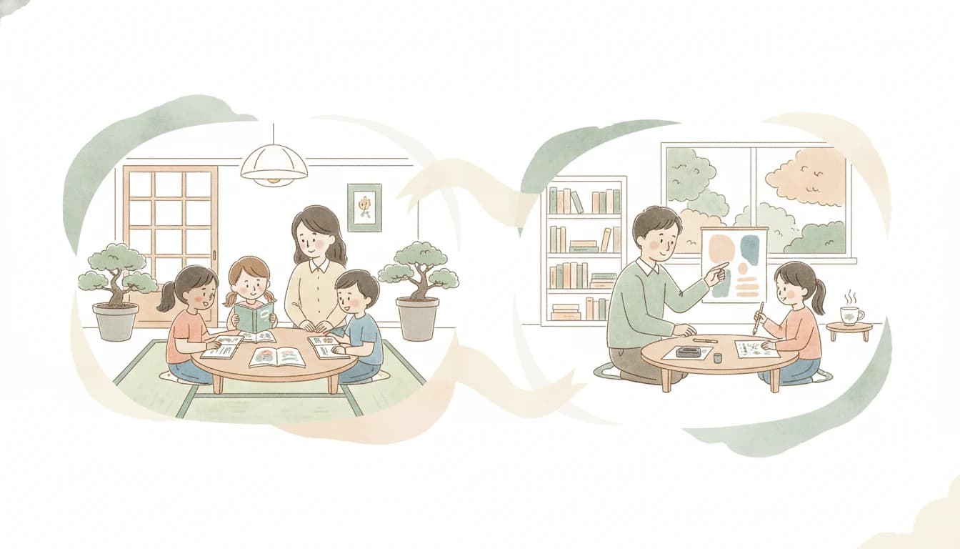 少人数指導と個別指導を比較するイラスト