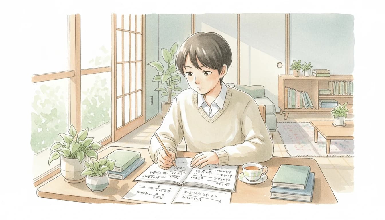 数学の公式を自分で導く高校生のイラスト