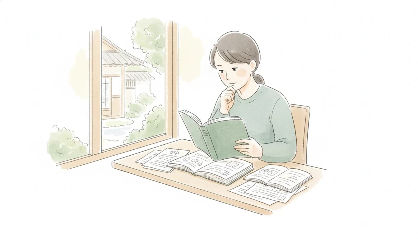 子育てに関する研究を学ぶ保護者のイラスト