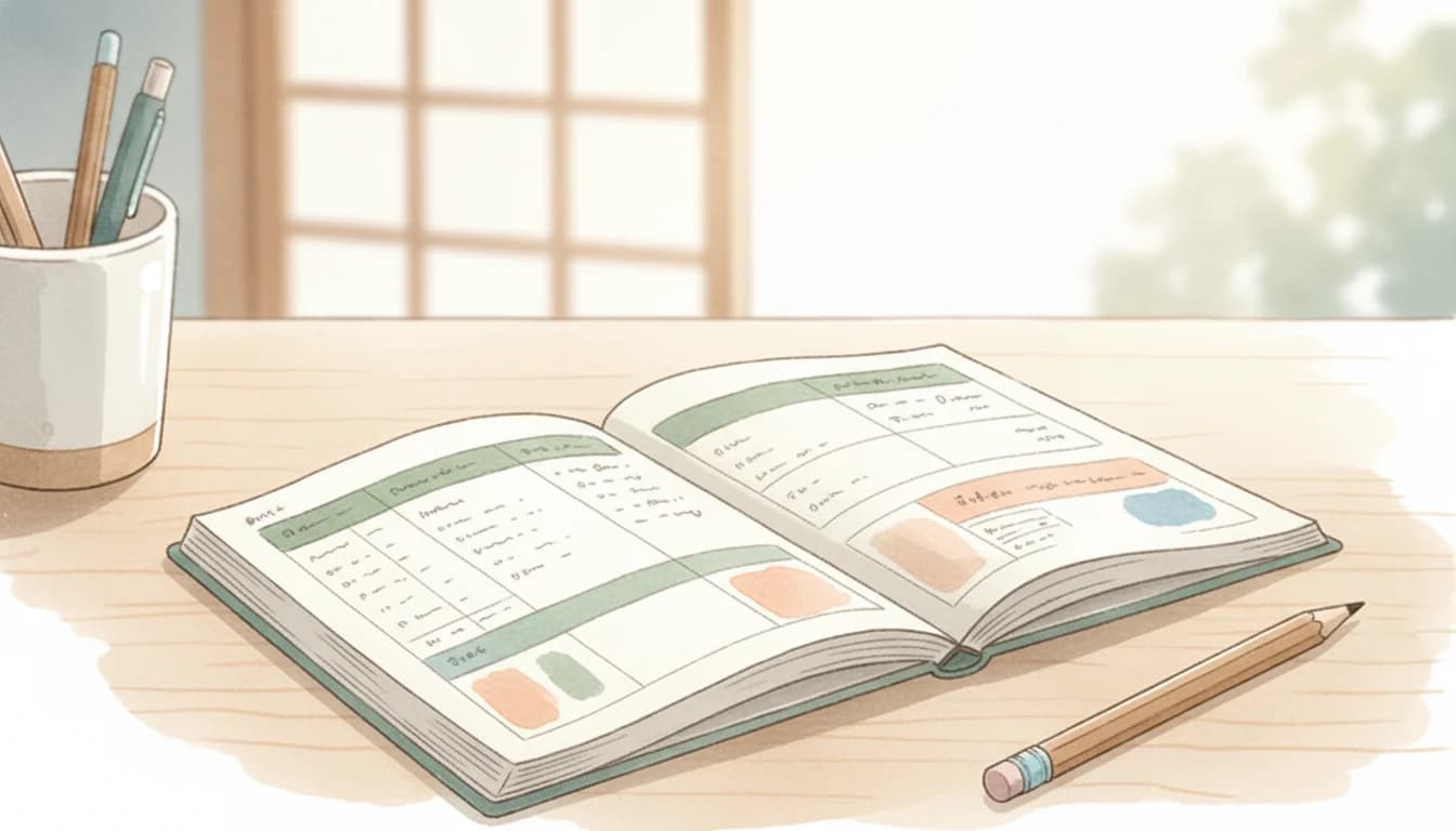 整理された美しいノートのイラスト