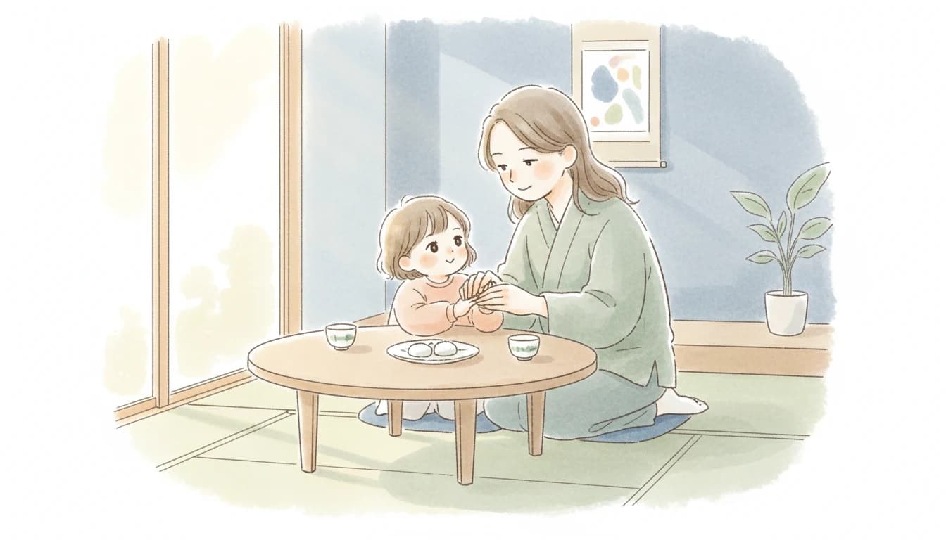 穏やかに話し合う親子のイラスト
