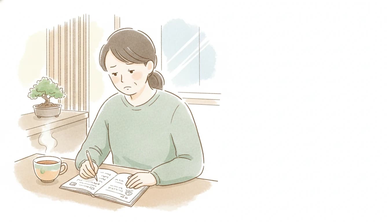 家庭教師選びを振り返り反省する保護者のイラスト