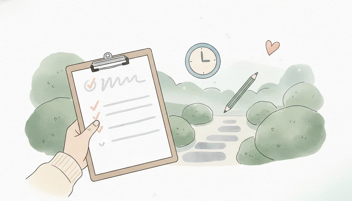 体験授業のチェックポイントを表すクリップボードのイラスト