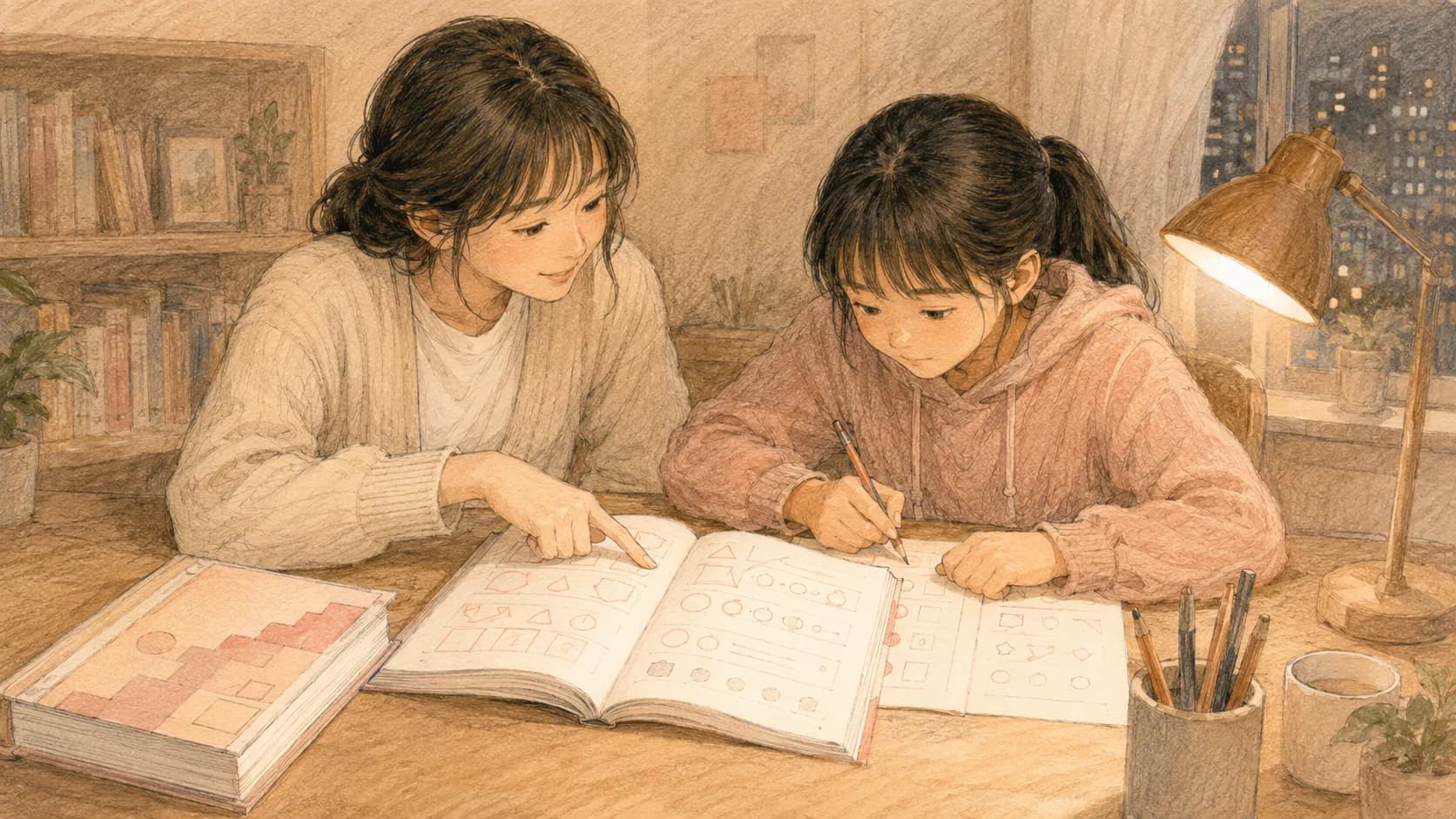 下学年の単元に戻って土台を積み直す指導のイラスト