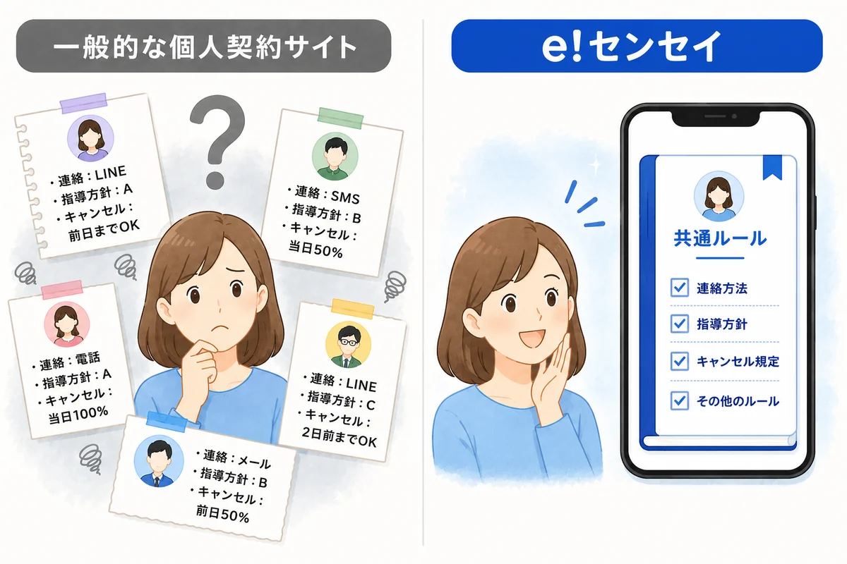どの講師でも変わらない、安心のシステム共通ルール