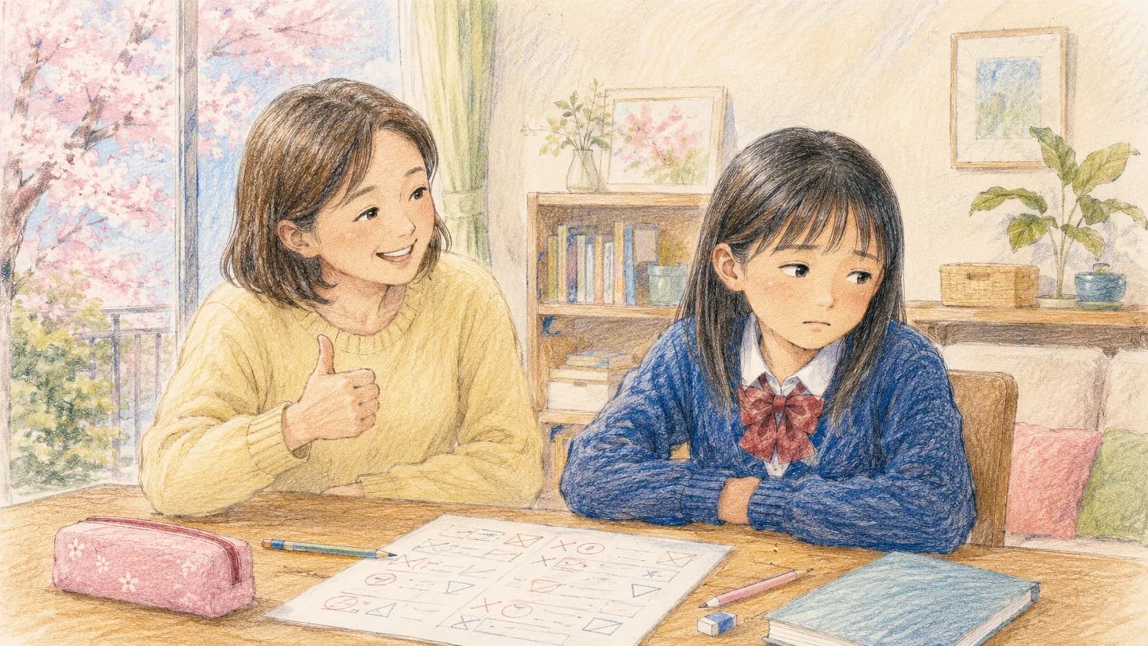 中身を伴わない称賛が子どもに届いていない様子のイラスト