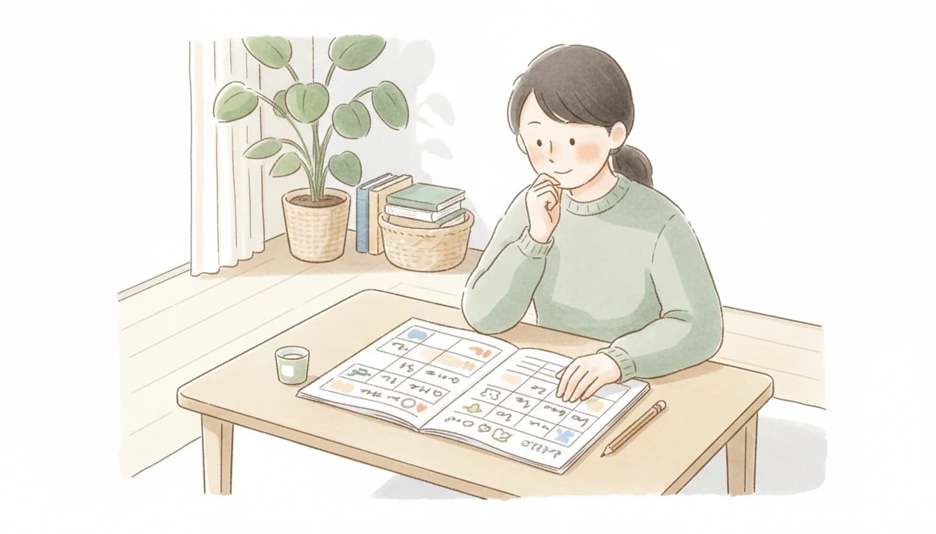 家庭教師の頻度を週次カレンダーで計画する保護者のイラスト